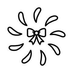 Minimal Christmas ribbon icon with celebration spark