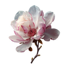 Naklejka premium Pink and white magnolia flower blossom isolated on transparent background