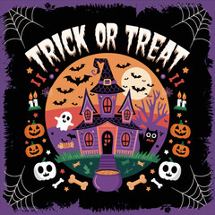 2d vector illustration Halloween t shirt icon design items ghost character Candles in carved pumpkin
