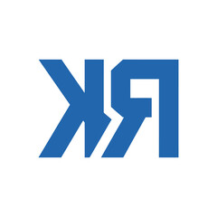 Blue monogram initials KR logo design.