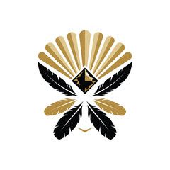 Elegant Feather Headdress with Diamond Emblem. © riiicil