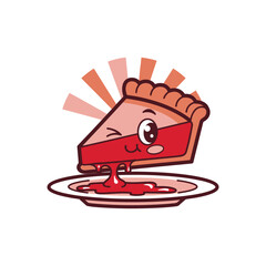 Cute Cartoon Pie Slice with a Winking Face.