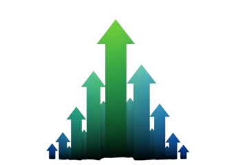 Upward trending arrows showing growth and success isolated on white isolated on transparent background