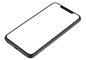 Modern smartphone with blank screen isolated on transparent background