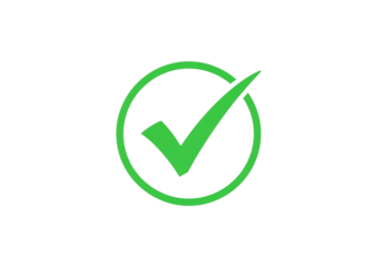 Green check mark in a circle isolated on transparent background