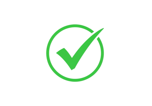 Green check mark in a circle isolated on transparent background