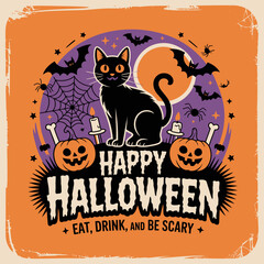 2d vector illustration Halloween t shirt icon design items ghost character Candles in carved pumpkin 