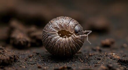 Pillbug curling up closeup