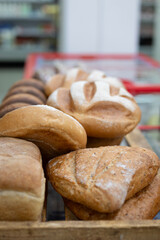 fresh bread in the store, selling bread