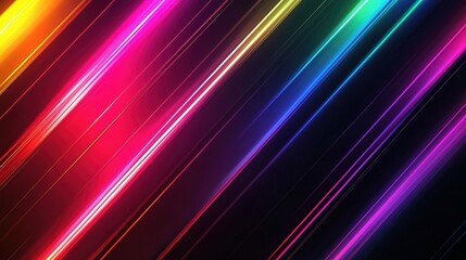 Fototapeta premium Rainbow Neon Stripes on Dark Background