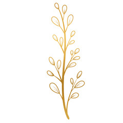 Flower gold line art.