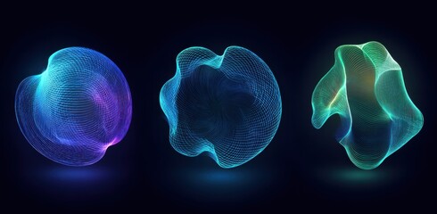 Abstract shapes with glowing lines