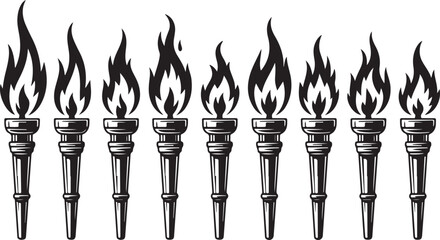 Torch Flame Fire Symbol Light Energy Power Vector Graphic Illustration on Transparent