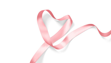 Blank pink organza ribbon mockup, top view