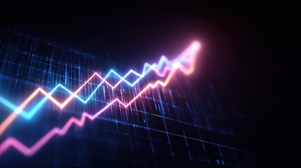 Abstract Upward Trend Arrow Graph with Neon Glow