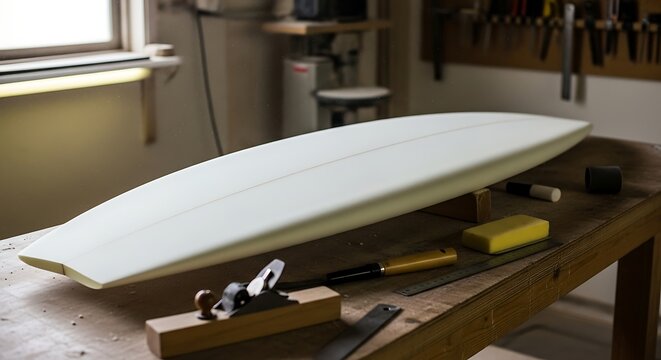 White Surfboard Shaping Process.