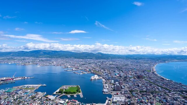 北海道・函館都市風景　ドローン撮影イメージ