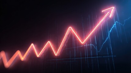 Naklejka premium Abstract Red Graph with Upward Trend in a Futuristic Style