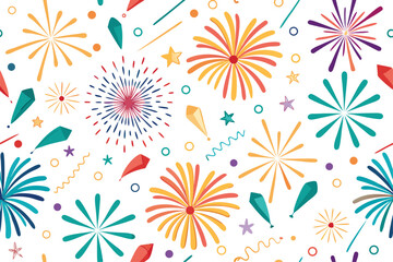 Elegant vector illustration of golden fireworks on a dark blue background. Perfect for festive designs, New Year celebrations, holiday decorations, party invitations, greeting cards, and event posters