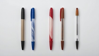 Fototapeta premium Five pens on white background