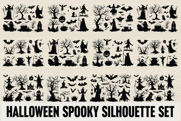 Haunted Halloween Silhouette Vector Set