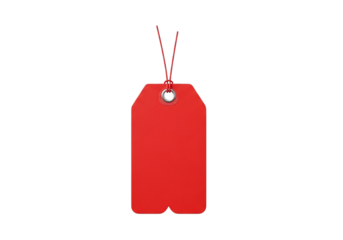 Red gift tag isolated on transparent background