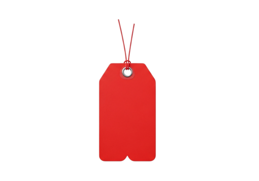 Red gift tag isolated on transparent background