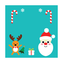 Christmas Border with Santa Reindeer and Candy Canes