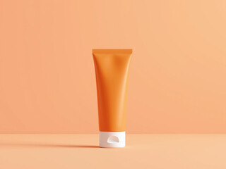Cosmetic Tube Mockup on Orange Background