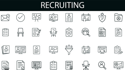 Recruiting Icon Set for Hiring Platforms, HR Tools, and Career UI Design
