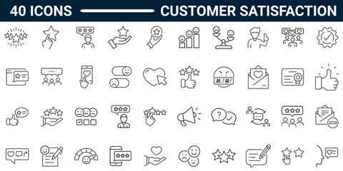 A collection of Customer Satisfaction icons with editable stroke styles. Icons for web and mobile applications. Complete vector illustrations. A series of pictograms.