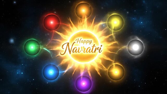 Happy navratri festival celebration cosmic lights