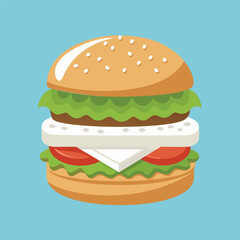 A simple cartoon illustration of a cheeseburger.