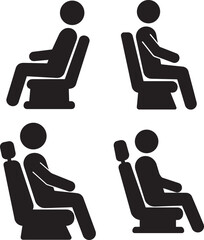 Four different seated person silhouettes on white background silhouette