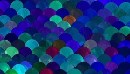 Abstract pattern of overlapping, colorful circles