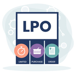 LPO, Limited Purchase Order acronym. Concept with keyword, people and icons. Flat vector illustration