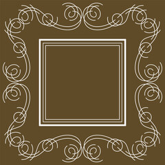 Decorative linear frame. Vintage swirl filigree background.