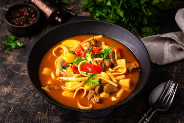 Lagman with beef and vegetables