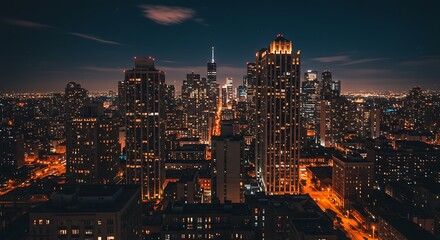 Obraz premium Cityscape night view tall buildings