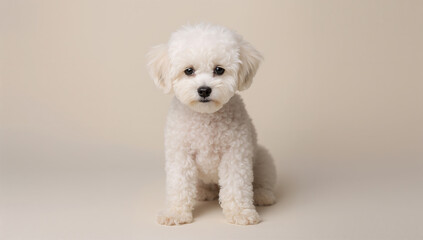 Obraz premium Charming Fluffy White Dog in Playful Pose with Happy Vibe