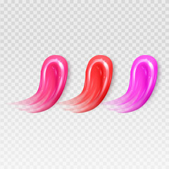 Lip Gloss Swatches Pink, Red, and Magenta Color Palette