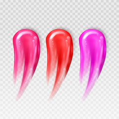 Lip Gloss Swatches Pink, Red, and Magenta Color Palette