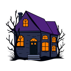Halloween house vector for t shirt design.