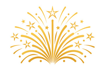 Golden Fireworks Pattern on Dark Blue Background – Festive Celebration Illustration