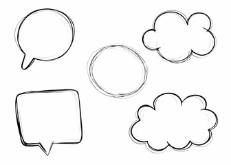 Hand drawn speech bubbles and clouds for creative design and communication use