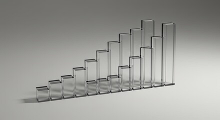 Abstract Clear Blocks Showing Increasing Growth on Gray Background