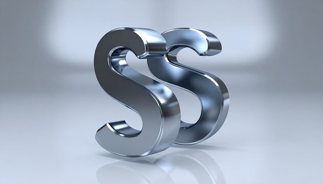 Double S Chrome Letters 3D Render