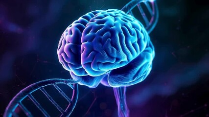 Human Brain and DNA Double Helix Genetic Intelligence Concept - Powered by Adobe