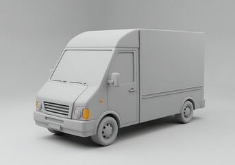 Fototapeta premium Isometric Delivery Truck Mockup for Branding and Advertising Campaigns in Monochromatic Gray Studio Shot Perspective Ready for Customization