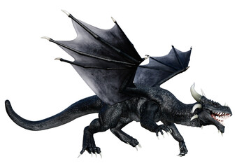 3D Rendering Fairy Tale Dragon on White